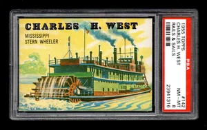 1955 Topps Rails and Sails #142 Charles H West Mississippi Stern Wheeler PSA 8 - Picture 1 of 2