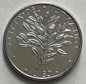 Vatican 50 Lire 1976 - Olive Branch - Pope Paul VI - Uncirculated - Picture 1 of 3