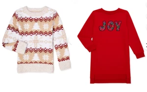 Wonder Nation Girls Christmas Holiday Sweatshirt Sweater Dress Size XS 4/5 - Picture 1 of 5