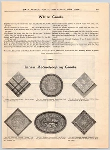 Fall and Winter 1888-89 H.O'Neill & Co NY NY Catalog Pg 85-86 Housekeeping Linen - Picture 1 of 2
