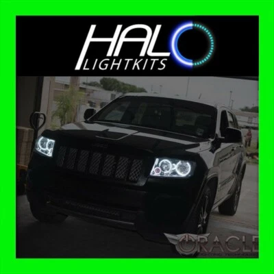 2011-2013 Jeep Grand Cherokee Weiß LED Frontscheinwerfer Halo Ring Set - Bild 1 von 4