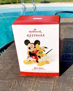 Hallmark Keepsake Disney Mickey Mouse & Pluto Plastic Christmas Ornaments. 2014 - Picture 1 of 16