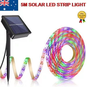 5M Solar Power LED Strip Lights IP65 Waterproof Garden Patio Party Outdoor RGB - Picture 1 of 8