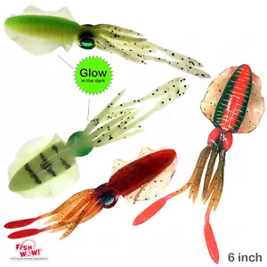 4pcs 2-color 6" Fishing Chase Squid Skirt Real-like Lure Octopus orange glow NEW - Picture 1 of 12