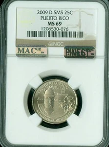 2009 D PUERTO RICO QUARTER NGC MS69 SMS PQ MAC FINEST REGISTRY MAC SPOTLESS * - Picture 1 of 4