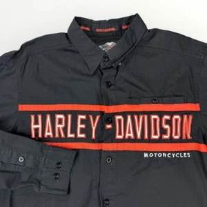 Harley Davidson Motorcycles Camicia Uomo Ricamata Meccanico Bottoni Elasticizzata Grande - Foto 1 di 9