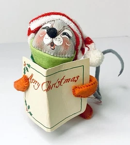 Annalee Caroler Maus Puppe beweglich 5,5" gestreifte Mütze Vintage Weihnachtsdeko 1986 - Bild 1 von 17