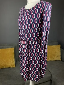 Joules Kirsten Navy Print Long Sleeve Dress Jersey Strechy Tunic Womens Uk 10 D6 - Picture 1 of 9