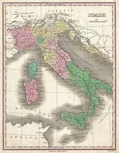 print poster framed canvas vintage map Italy painting art europe Italia - Picture 1 of 6