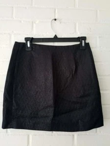 *J. CREW* Minifalda de seda metálica brillante negra en relieve $79.50 00 Cremallera Usada en excelente condición - Imagen 1 de 2