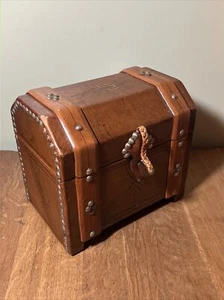Vintage Leather Covered Wooden Box - Picture 1 of 10