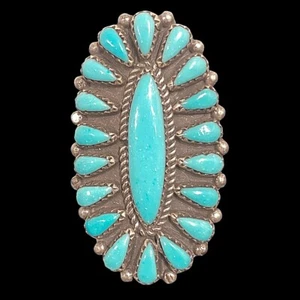 Anello Zuni punta ago in argento sterling e turchese di George Gasper, taglia 8 - Foto 1 di 4