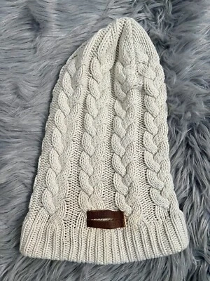 Superdry beanie шляпа кремовая кожа логотип хлопок смесь кабель вязаный сноуборд лыж винтажный - Изображение 1 из 4