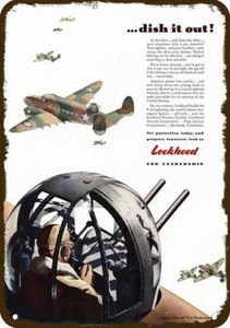 1942 LOCKHEED P-38 AEREO DA COMBATTIMENTO FULMINEO look vintage INSEGNA METALLO DECORATIVA - Foto 1 di 1