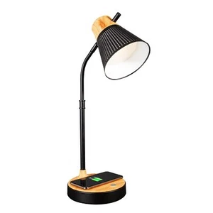 OttLite Wellness Series Wireless Charging LED Table Lamp, Black with Woodgrai... - Picture 1 of 8