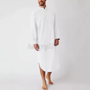 Hombres Camisón 100% Algodón Pijama Ropa de dormir Caftán Dormir Vestido Túnica Top - Imagen 1 de 20
