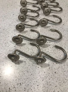 Dekorative Duschvorhanghaken aus gebürstetem Nickel 12 rostfreie Haken - Bild 1 von 6