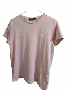 Polo Ralph Lauren T-Shirt Women's Size L Pink Cotton Short Sleeve Logo G Horse - Picture 1 of 5