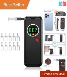 High-Accuracy Breathalyzer with 10 Mouthpieces - Portable Alcohol Tester (Black) - Picture 1 of 9