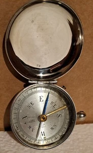 Vintage Folding Travel Pocket Compass Made In France Beveled Glass 2" Locking - Picture 1 of 12