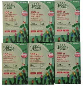 Holiday Living 100ct Multi Color Mini Lights Indoor/Outdoor Christmas Lot of 6 - Picture 1 of 2
