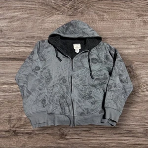 VINTAGE No Boundaries Hoodie Men XL Gray Y2K All Over Print AOP Lined Fleece - Picture 1 of 5