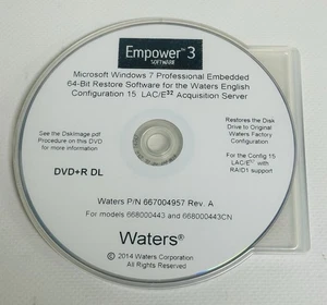 Waters Empower 3 Software Restore DVD P/N: 667004957 Rev. A - Picture 1 of 3