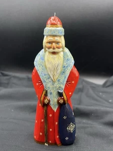 Folk Art Santa Claus Hand Carved  Figurine Ornament Signed  Russia? Ukraine? 6.5 - Picture 1 of 7