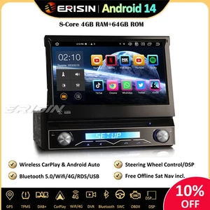1 Din 8-Core Android 14 Autoradio GPS Navi DAB+CarPlay BT5.0 RDS Wifi DVD FM DSP - Foto 1 di 16