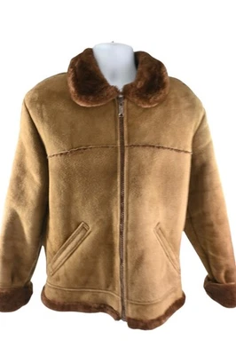 British Vintage Men's Suede Sheepskin Shearling Thick Bomber Jacket Coat S / M - Image 1 of 4
