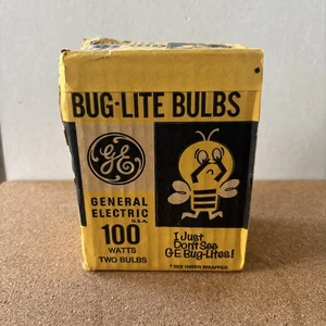 Vintage GE NOS 2 Bug Lites 100 Watt 115 125 Volt gelb OVP getestet NEU - Bild 1 von 5
