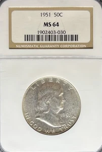 Medio dólar Franklin 1951 MS64 NGC (#PA1902403030) - Imagen 1 de 2
