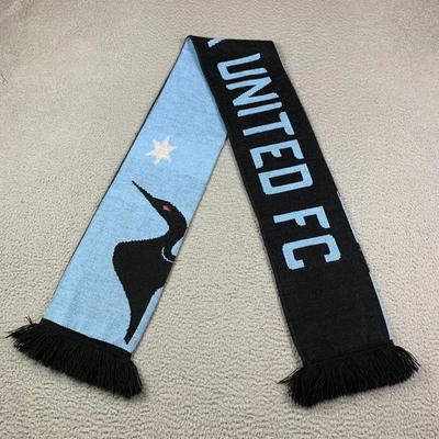 Minnesota United FC Knit Scarf Soccer MLS Loons MNUFC Sided Black Blue Frill - Image 1 of 4