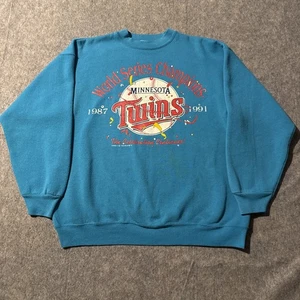 Vintage Minnesota Twins Sweater Mens XL Made USA 90’s World Series Champions MLB - Picture 1 of 9