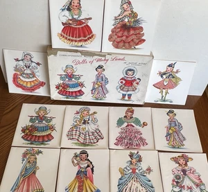 Set Of 12 Vintage Doll of Many Lands Costume BLANK Greeting Cards 5"x4.5" - Picture 1 of 9