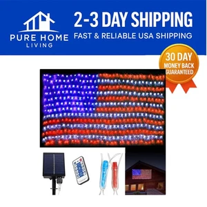 Upgraded Solar American Flag Net Lights - 8 Modes & Remote Control Included - Picture 1 of 9