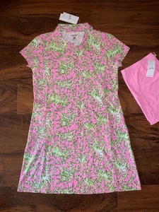 Lilly Pulitzer XL Mane Character Energy FRIDA SCALLOP POLO DRESS & Short Set NWT - Picture 1 of 7