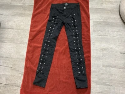 Woman’s Vintage Royal Bones Lace Up Black Pants Size 9 - Imagem 1 de 3