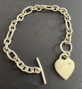 Vintage Solid Sterling Silver Heart Bracelet Hallmarked 19g - Picture 1 of 7