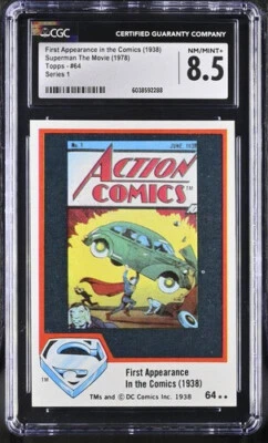 1978 Topps Superman The Movie #64 First Appearance In The Comics CGC 8.5 NM/MT+ - Image 1 of 2