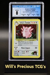 CGC 8 Erika Clefable 3/132 Gym Heroes Unlimited 2000 Holo Pokémon NM/Mint WOTC - Picture 1 of 3