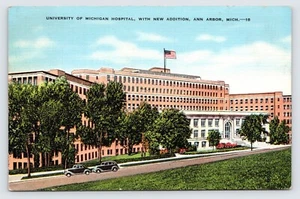 University of Michigan Hospital with New Addition, Ann Arbor Vintage Postcard P3 - Picture 1 of 2