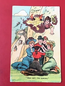 EARLY 1900s COMIC HUMOUR PC - HEY UP! I’M COMING - Picture 1 of 1
