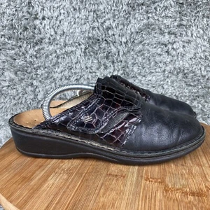 Finn Comfort Aussee Mule Clog Slip On Shoes Womens 8 EU 39 Black Leather Wedge - Picture 1 of 9
