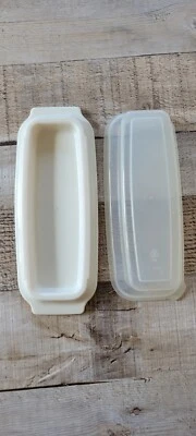 Rubbermaid Butter Dish Tray Servin Saver Off White Clear Lid 0477 Vintage - Image 1 of 4