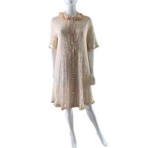 Vintage 1960s Lace Odette Barsa Peignoir, Robe, Maison Mendessolle USA - Picture 1 of 10