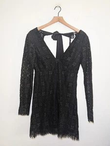 Mini Vestido Free People Nuevo con Etiquetas Miel Miel Negro Encaje Recortado Corbata Trasera Talla 2 - Imagen 1 de 7