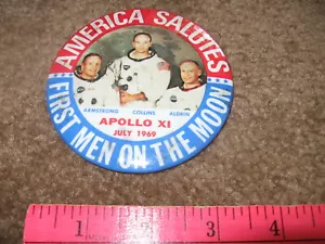 ORIGINAL LARGE Man on the Moon PIN vintage button Apollo 11 - Picture 1 of 1