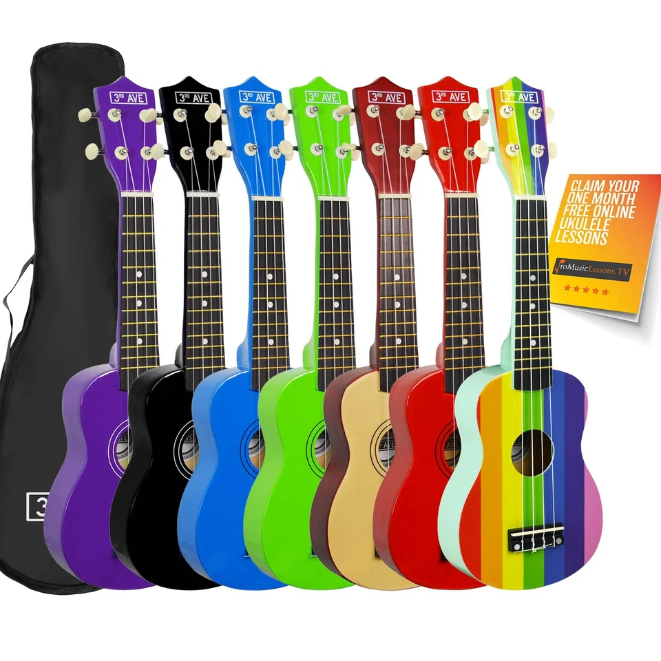 Soprano Ukulele 21-inch with Bag FREE 1 Month Lessons - 3rd Avenue - Image 1 of 1