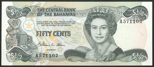 Bahamas, Central Bank of the Bahamas, 1/2 dollar, Law of 1974, [1984], AUNC - Picture 1 of 2